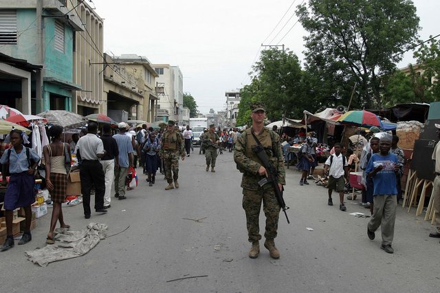 April 2004: US marines in Haiti's capital, Port-au-Prince