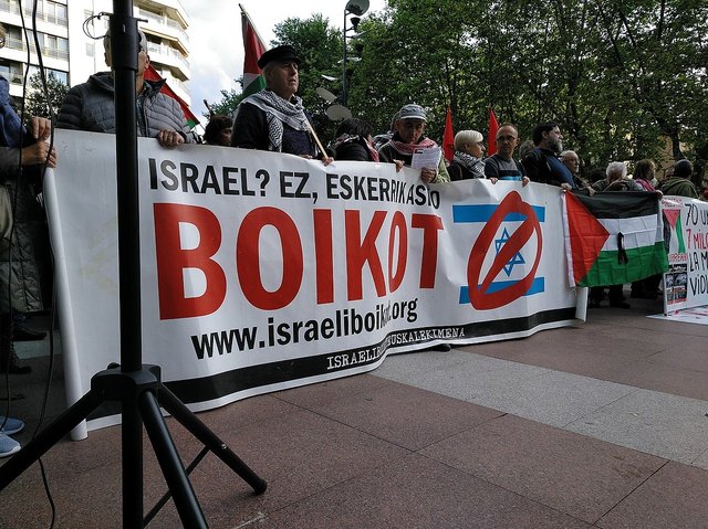 15 May 2018: Boycott Israel protest in San Sebastian, Spain.