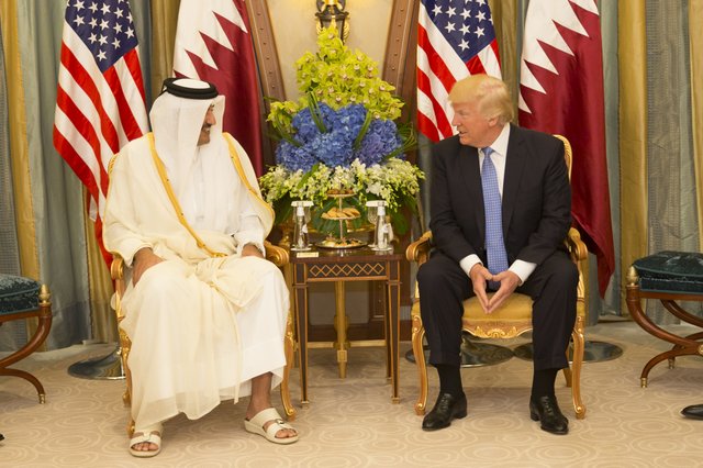 May 2017: Qatari Emir, Tamin bin Hamad Al Thani with Donald Trump