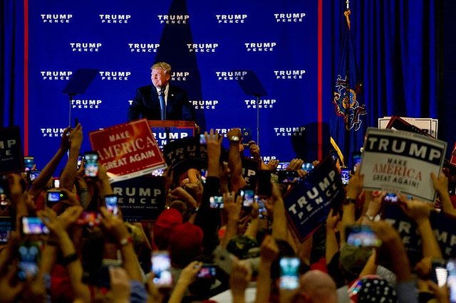 Donald Trump campaigning under the slogan Make America Great again pic by Micheal Candelori