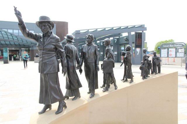 the statue of Mary Barbour by the sculptor, Andrew Brown at Glasgow, Govan underground station. Picture: Brian Purdie