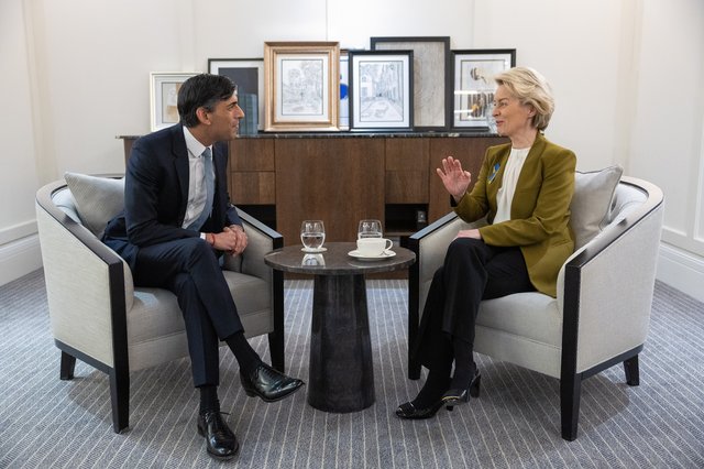 Prime Minister Rishi Sunak with EU Commission President Ursula von der Leyen at Windsor agreeing the future of Northern Ireland 27th  February 2023. Photo by Number 10